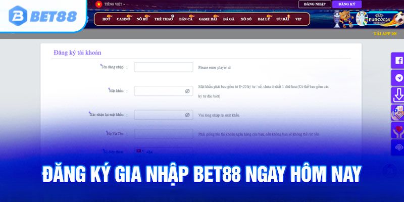 Hướng dẫn hội viên các bước tham gia nhà cái Bet88